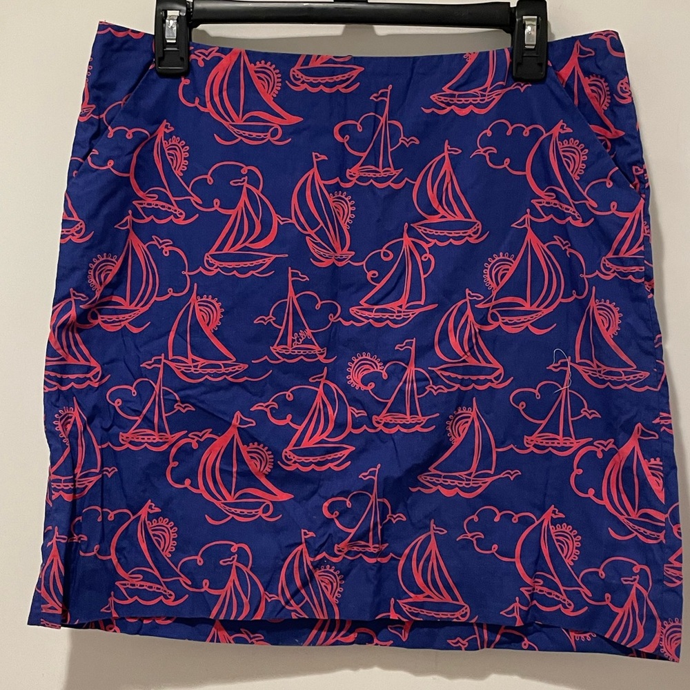 Lilly Pulitzer Navy & Red Sailboat Mini Skirt